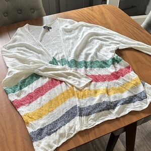 Hudson Bay Lightweight White Cardigan with Multicolor Stripes